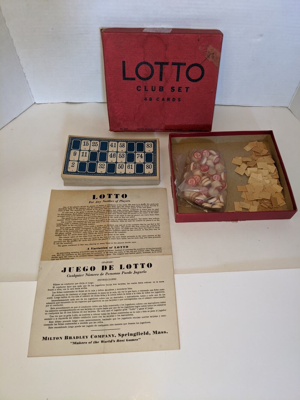 Antique 1930's Lotto Club Set 48 Card Milton Bradley No 4116 With Instructions